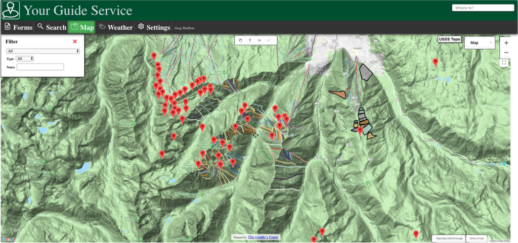 Map of places on Guides Guru